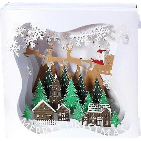 Carte de vœux de Noël 3d pliable et portable carte message de bénédiction tridimensionnelle pour les fêtes de Noël (1/5)