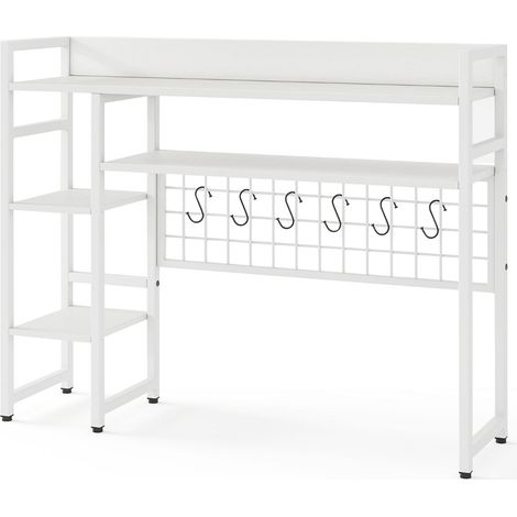 Scaffale da ufficio 94 x 25 x 74 cm con 6 ganci e design moderno in legno ingegnerizzato bianco 200018839