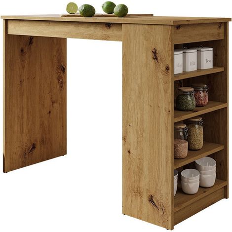 Mirjan24 – Table de bar chêne artisan 115x50x102cm – Stratifié durable – Surface généreuse pour repas et apéritifs – Montage facile