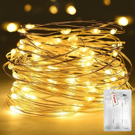 Pack of 3 m 30 LED Battery Operated LED Fairy Lights Modes Waterproof String Lights for Christmas Bedroom Interior Wedding Flat Decoration Warm White (1/5)
