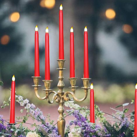 Set mit 6 flammenlosen LED-Stabkerzen mit warmem, flackerndem Licht und 2 Fernbedienungen für Weihnachts-, Thanksgiving-, Halloween-, Heim- und Hochzeitsdekorationen (1/5)