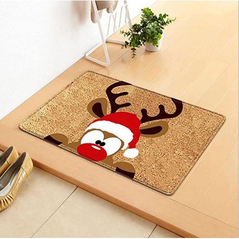 Tapis De Sol - Tapis Anti-Dérapant Pour Entrée Intérieure Et Extérieure - Motif Noël - 40 X 60 Cm