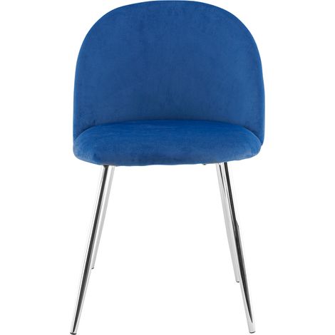 Silla de salón SHELBY 50x45x80H cm sillón vintage terciopelo y pies plata Color: Azul oscuro (1/5)