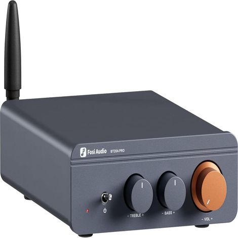 Amplificateur Bluetooth 5.0 Audio BT20A, 300 W x2, amplificateur sans fil, mini récepteur stéréo audio intégré 2 canaux de classe D pour la maison et l'extérieur avec contrôle des basses et des aigus (1/5)