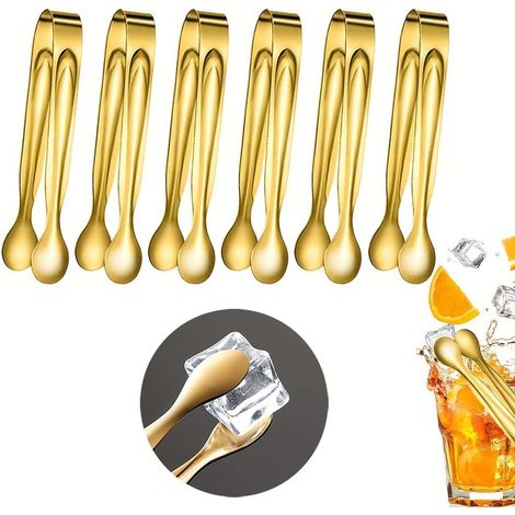 Lot de 6 Pinces à sucre, Acier inoxydable doré, 11,3 cm, Pour café et buffet (1/5)