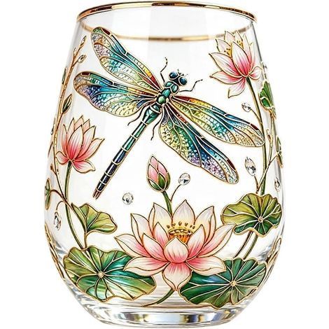 Tasse en verre avec motif de bouquet décoratif (1/5)