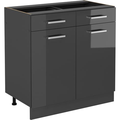 Meuble cuisine R-Line, Anthracite Haute brillance, 80cm sans PT, Vicco