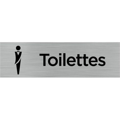 Pictogramme TOILETTES HOMMES (Q0061).- Adhésif aspect aluminium brossé - (1/5)