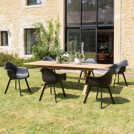 MALO - Lot de 6 fauteuils noirs dossier arrondi (1/5)