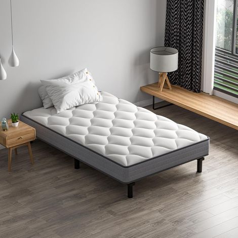 Dewinner – Ensemble sommier et matelas 90 x 190 cm – Matelas à ressorts ensachés 18 cm – Cadre en fer avec 6 pieds – Haute résilience et respirant (1/5)