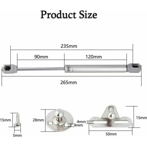 Amortizzatori di cardine idraulici per sollevamento porte mobili, 60 N, lunghezza 270 mm - Confezione da 4 pezzi (1/3)