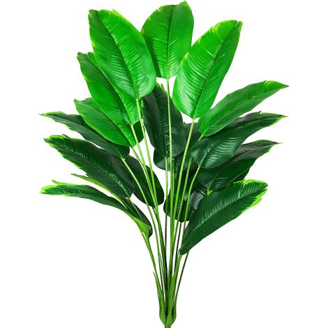 Plante Artificielle Oiseau de Paradis Vert Fausse Plante Tropical Feuille de Bananier Arbres Tiges Palmier Tropical Jungle Arbuste Artificiel pour Pots Interieur Exterieur Salon Décorations (1/5)