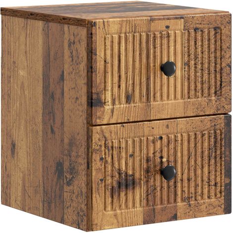 Mobiletto da notte a muro Legno antico 33 x 34,5 x 40 cm vidaXL