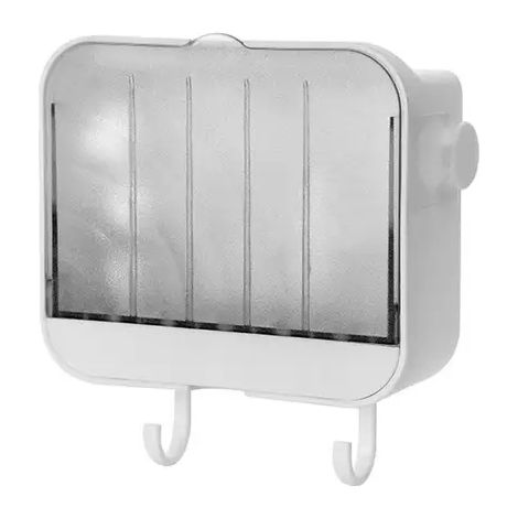 Porte-savon vertical anti-poussière avec couvercle porte-savon de vidange porte-savon suspendu sans ongles porte-savon créatif blanc