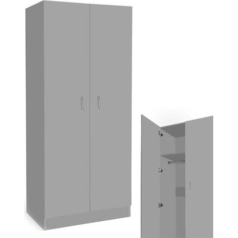 ARMADIO A 2 ANTE CON RIPIANO INTERIORE 80X50X180 GRIGIO