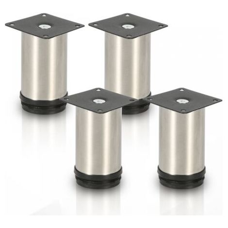 4PCS Pieds de meubles réglables en acier inoxydable, argent, 10 cm, pieds de table en métal, pieds de meubles (1/4)