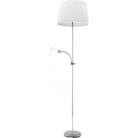 FABRILAMPE 175242010  Bodenständer Rilon 1xe27+1xe14 C/Silber Reader White Shade 175,5x40x40 cm (1/2)