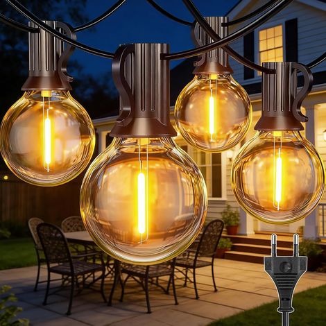 Guirlande Lumineuse Exterieure 10M, 15+1 G40 Ampoules, IP45 Imperméable Connectable Guirlande Guinguette LED Extérieur Plug&Play pour Intérieur Jardin Balcon Maison Mariage Fête (1/5)