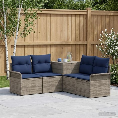 vidaXL Set di divani 5 pz Grigio e Blu Navy 187,5 x 187,5 x 85 cm (1/5)