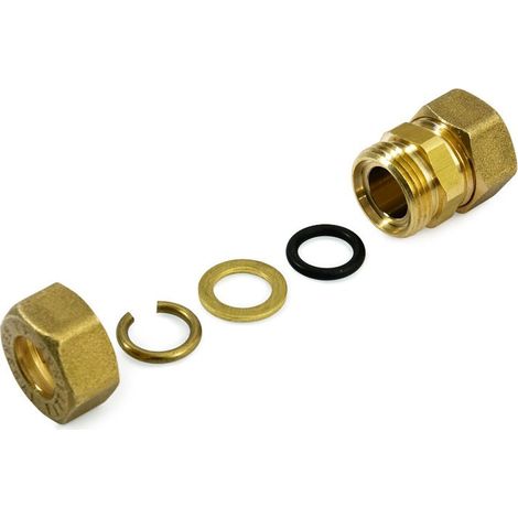 Raccordo M a compressione 16x16 in ottone con anello di serraggio ed O-ring di tenuta, per tubo rame 120000H161600A