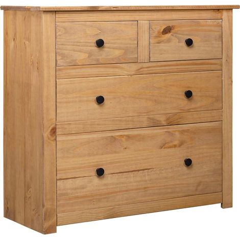 Aparador de madera maciza de pino estilo Panamá 80x40x83 cm (1/4)