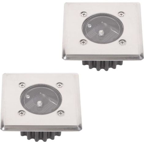 Beijiyi - Lot de 2 spots solaires LED encastrables au sol - Carrés 8,5 x 8,5 cm - Acier inoxydable - Indice de protection IP44 - Autonomie de 8 heures (1/5)