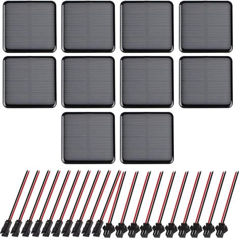 10 Pièces Mini Panneau Solaire 1.97"x1.97", Mini Cellules Solaires 50mm x 50mm 2V, Monocristallines Mini Cellules Solaires pour Chargeur de Batterie Solaire Kits de Syatem Solaire DIY (1/5)