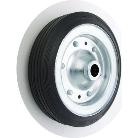 Roue Métal-Caoutchouc - 200 mm - Roulement À Rouleaux - Charge Max 180 kg - Sans Boîtier - Kit De Montage Inclus