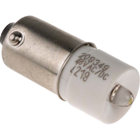 Voyant à LED Blanc, culot BA9S, 48V c.a. / V c.c. ( Prix pour 1 ) (1/2)