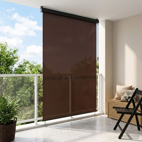 vidaXL Tenda a rullo Marrone 80 x 250 cm Tessuto e Alluminio