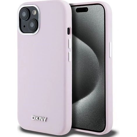 Dkny DKHMP15MSMCHLP iPhone 15 Plus / 14 Plus 6,7 Zoll pink/pink Hartschalenetui aus Flüssigsilikon mit kleinem Metalllogo und MagSafe (1/5)