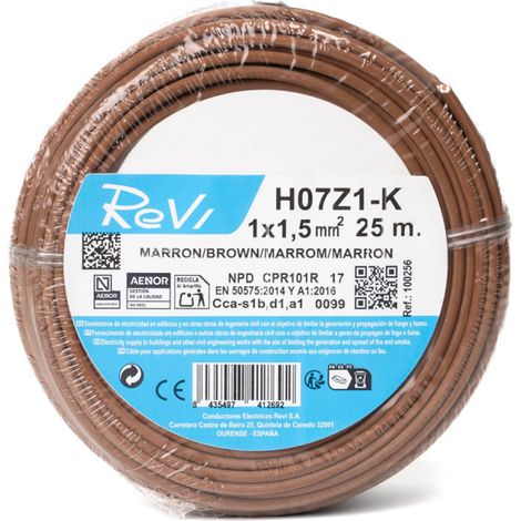 Halogenfreies Elektrokabel 1,5 mm² Braun 25 m PVC-Draht H07Z1-K Elektrokabel (1/5)