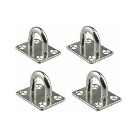 Lot de 4 plaques à œillets de 6 mm en acier inoxydable 304 pour bateau, mur, plafond, balançoire, hamac (1/2)