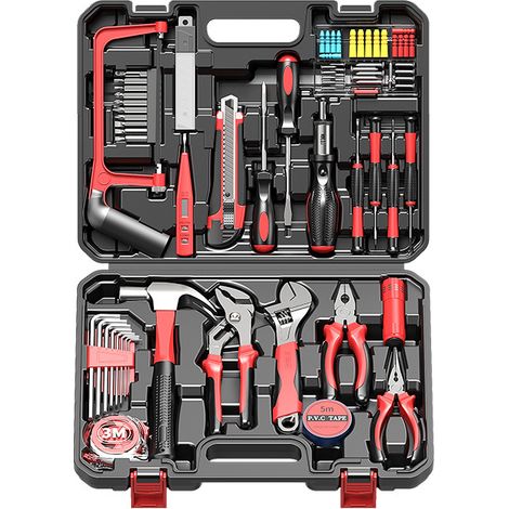 Kit d'Outils à Main 101 Pièces, Outils de Bricolage & Réparation Électrique Multifonctionnels, Tournevis Clés à Molette en Alliage Premium, Trousse Complète pour Maison Électricien-KINZON