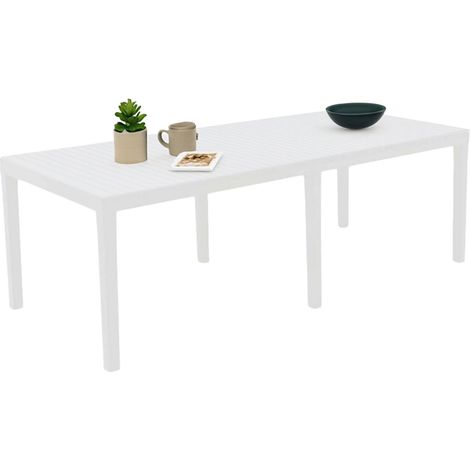 Tavolo da Esterno Arabesch, 10 Posti, Meccanismo Estensione Allunga Centrale Made in Italy, 90x220x72h cm Bianco