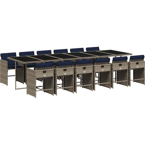 Maison Exclusive - Set da pranzo da giardino da 13 pz con Cuscini in Polyrattan Grigio (1/5)