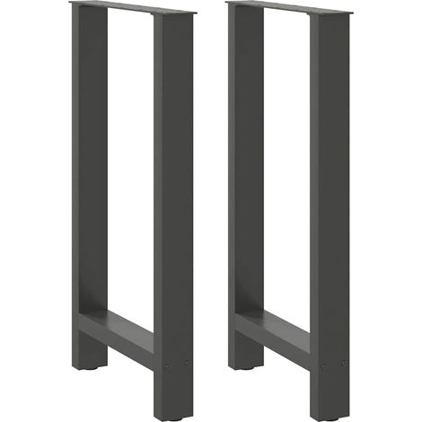 Juego de 2 patas de mesa de bar geométricas regulables 40 x 90 x 91 cm en acero antracita 020057566 (1/5)