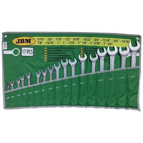 Set de 17 lleves combinadas en pulgada JBM 51890 (1/4)