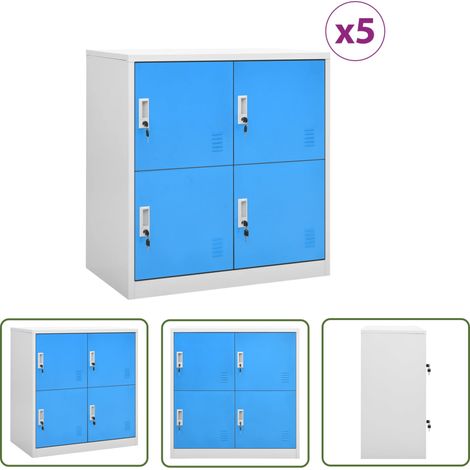 The Living Store Schließfachschränke 5 Stk. Hellgrau und Blau 90x45x92,5cm Stahl - Schliessfachschrank - Metallschrank - Garderobe - Aufbewahrungsbox - Organisationshilfe (1/5)