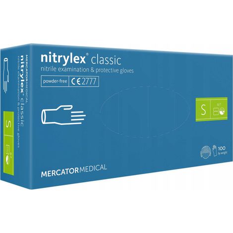 Guanti in nitrile 100 pezzi / Blu / Taglia: 7 - S / Nitrylex Classic Blue