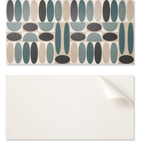 Panel de PVC con estampado decorativo para comedor, 100x50 cm, forma ovalada.