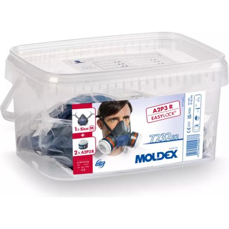 Kit demi-masque de protection respiratoire Moldex Série 7000 EasyLock taille M avec filtres A2 et P3R Noir Unique. (1/3)