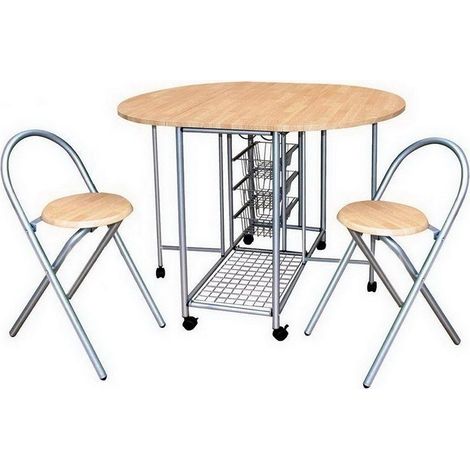 Klappbares Set mit rundem Tisch und 2 Stühlen. Kollektion BETA. Ideal für kleine Räume.