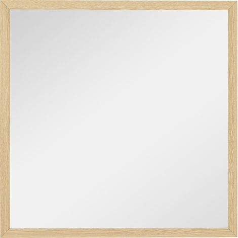 Specchio da parete quadrato 50 x 50 cm, cornice in legno naturale, ideale per il bagno, il soggiorno o la camera da letto.