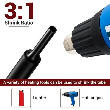 LALAGO Gaine Thermorétractable, 2 Pièce Ø30mm x 1m Tube Thermorétractables avec Adhésif, 3:1 avec Colle, Double Paroi, étanche et résistante à L'abrasion – Rouge et Noir (1/4)
