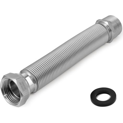 Tuyau Flexible Ondule en Acier Inoxydable de 1" 26/34 - Longueur Réglable de 200 à 400 mm - Tuyau de Raccordement Universel en Acier Inoxydable (1/5)
