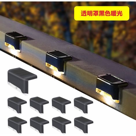 Set mit 8 LED-Solar-Stufenleuchten – Zaun-, Geländer- und Treppenbeleuchtung Hofwandleuchte schwarzes Gehäuse mit warmem, transparentem Licht Gartenbeleuchtung