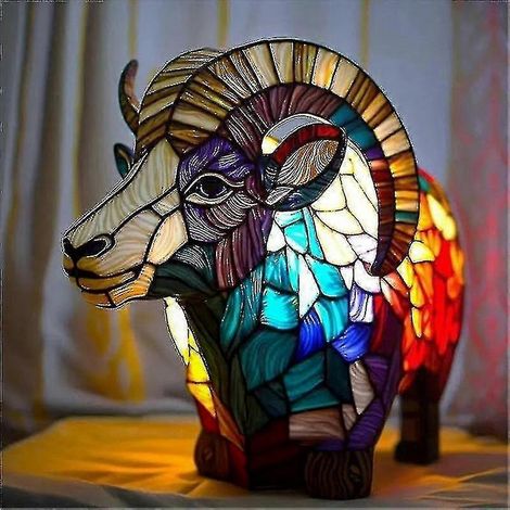Lampe Animale en Résine Colorée pour Déco Maison, Luminaire de Table Éclairage d'Ambiance (1/5)