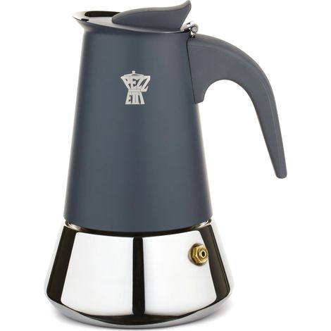 Cafetiere italienne - PEZZETTI - STEELEXPRESS - Acier inoxydable - 6 tasses - Tous feux dont induction - Bleu Indigo