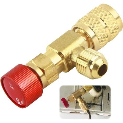Adaptateur de Valve de Réfrigérant, Soupape de Sécurité Liquide Adaptateur, 1/4"- 5/16" Soupape de Sécurité pour Climatisation - Régulation Précise du Réfrigérant, Préservez votre Climatisation (1/5)
